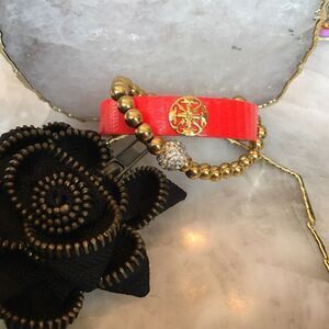 FIREMAN RED Orange Cuff with Golden Hot Fireballs!